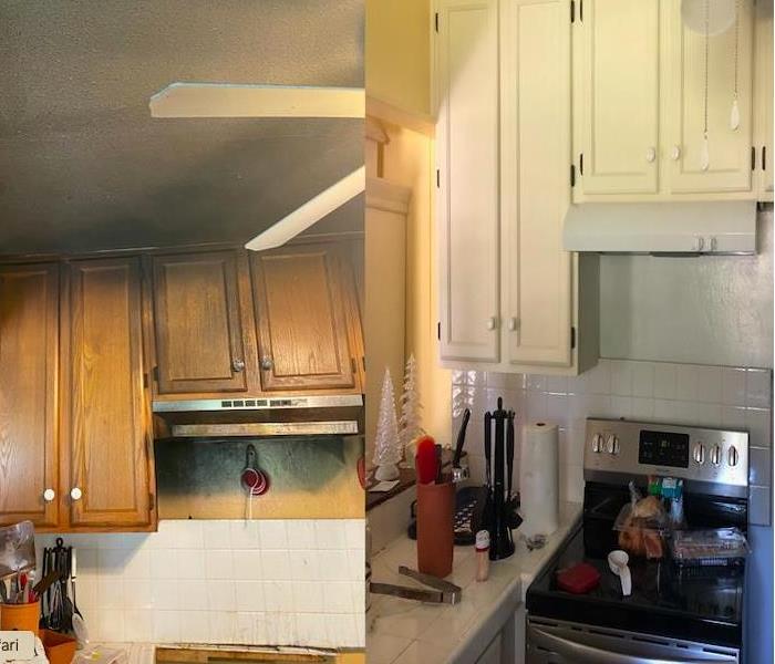 before and after collage of a reconstructed kitchen in Jacksonville